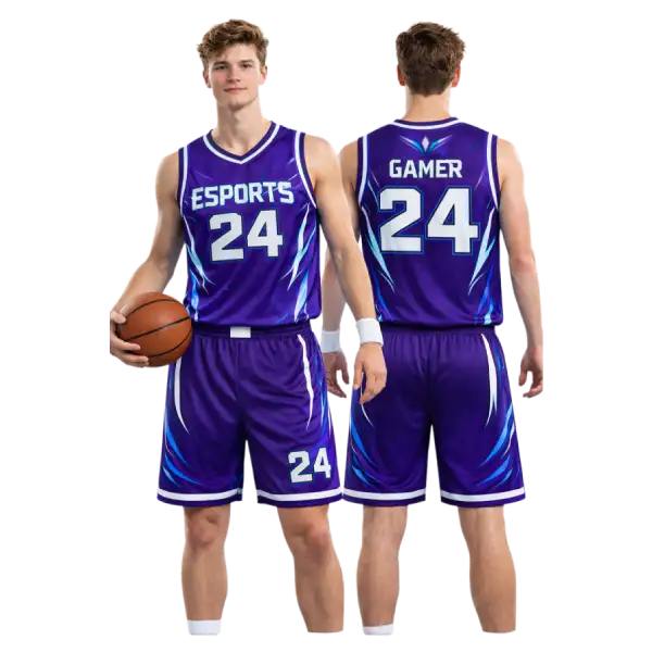 Navy blue and orange basketball jersey custom team